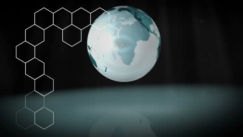 Futuristic Globe with Hexagon Elements and Digital Interface