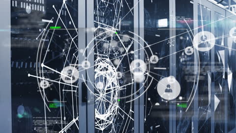 VR Technology Exploring Data in Server Room