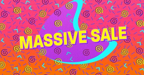 Vibrant Retro Massive Sale Banner with Abstract Design