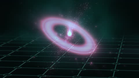 Glowing Pink Circles Over Digital Grid Representation