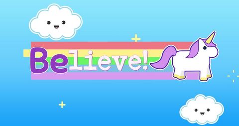 Whimsical Unicorn and Rainbow with Believe Text - Download Free Stock Images Pikwizard.com