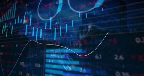 Abstract Financial Chart Overlays on Digital City Skyline - Download Free Stock Images Pikwizard.com