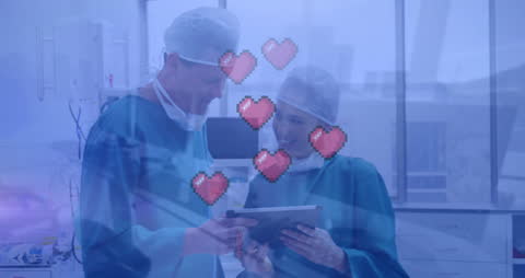 Surgeons Collaborating in Operating Room with Digital Animation