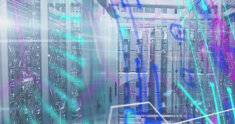 Futuristic Data Center with Digital Analysis Interface - Download Free Stock Images Pikwizard.com