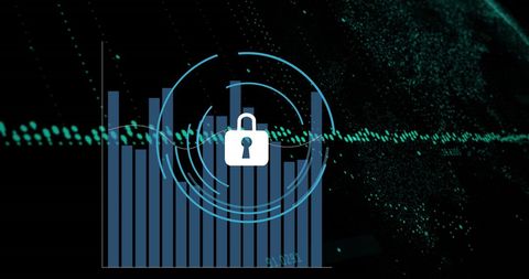 Cyber Security with Lock Icon and Data Visualization - Download Free Stock Images Pikwizard.com