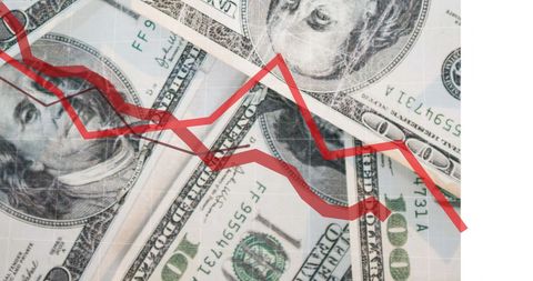 Falling Market Indicator and US Dollar Conceptual Background - Download Free Stock Images Pikwizard.com