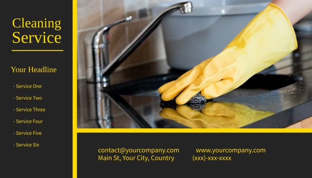 Professional Cleaning Service with Gloved Hand Scrubbing Kitchen Sink - Download Free Stock Templates Pikwizard.com