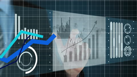 Businessman Analyzing Data on Futuristic Virtual Screen