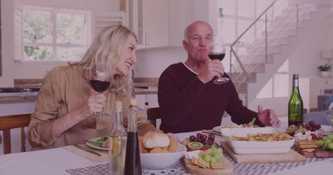 Happy Seniors Enjoying Wine During Meal - Download Free Stock Images Pikwizard.com