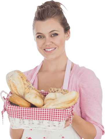 smiling woman holding bread basket transparent background - Download Free Stock Videos Pikwizard.com