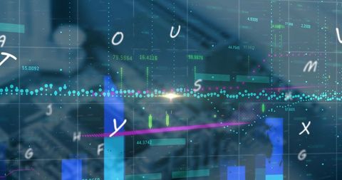 Digital Data Visualization Over Computer Server Background - Download Free Stock Images Pikwizard.com