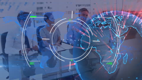 Global Digital Interface Meeting in Modern Office