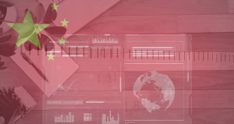 High-Tech Global Business Interface with Futuristic Graphics