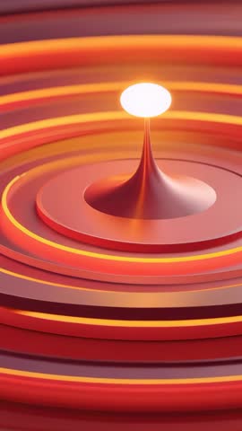Vertical Tech Pulse: Glowing Sphere Pulsing on Metallic Column with Radiant Grooves