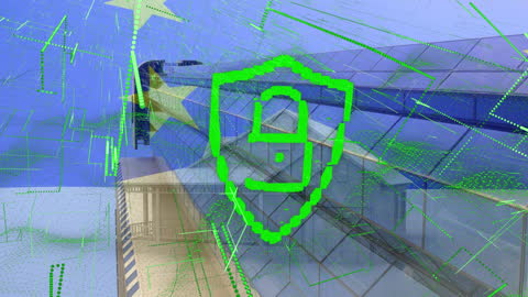 Digital Security Concept with EU Flag and Padlock Icon