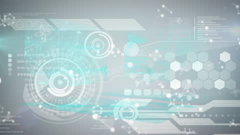 Futuristic Digital Interface with Data and Molecules