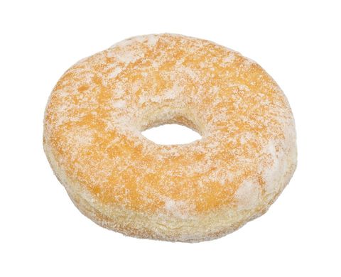Powdered Sugar Doughnut on White Background