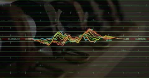 Futuristic Waveform Overlay on Sneakers Background, Sleek Digital Aesthetic