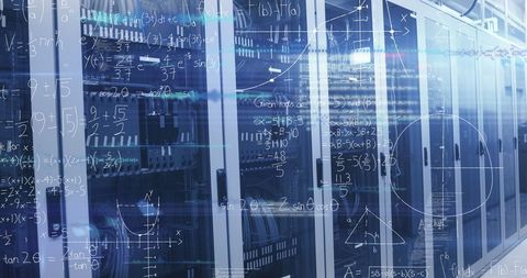 Mathematical Formulas and Data Overlapping Modern Servers - Download Free Stock Images Pikwizard.com