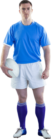 transparent rugby player holding rugby ball in blue uniform - Download Free Stock Videos Pikwizard.com