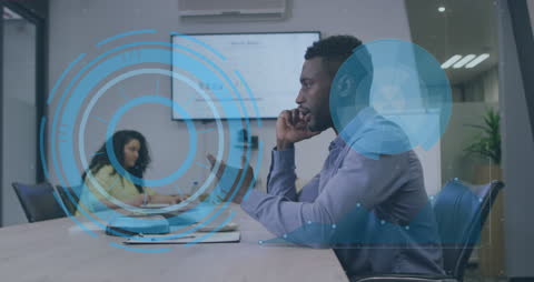 Digital Interface Overlay for Professional Team Meeting