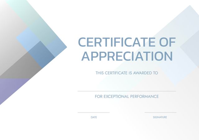 Modern Certificate of Appreciation Template with Geometric Design - Download Free Stock Templates Pikwizard.com