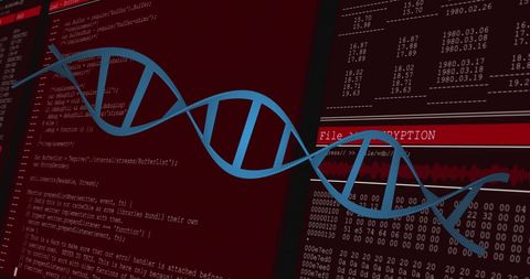 Digital DNA Strand Overlay on Data Processing Screen - Download Free Stock Images Pikwizard.com