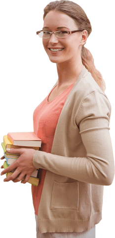 Happy Caucasian Woman Holding Books on Transparent Background - Download Free Stock Videos Pikwizard.com