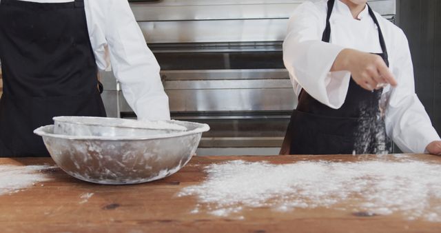 Chefs Preparing Dough with Flour in Kitchen - Download Free Stock Images Pikwizard.com