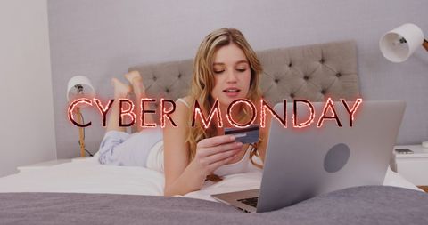 Young woman enjoying cyber monday online shopping