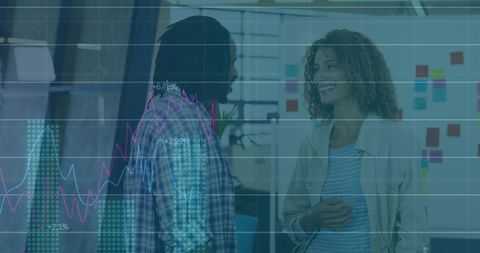 Financial Data Overlay with Diverse Professionals in Interconnected Office