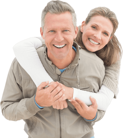 Smiling Couple Piggyback at Transparent Background
