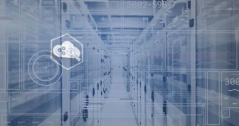 Digital Data Network with Servers and Security Icons - Download Free Stock Images Pikwizard.com
