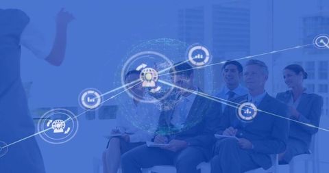 Businesspeople Engaged with Digital Network Technology in Office Environment