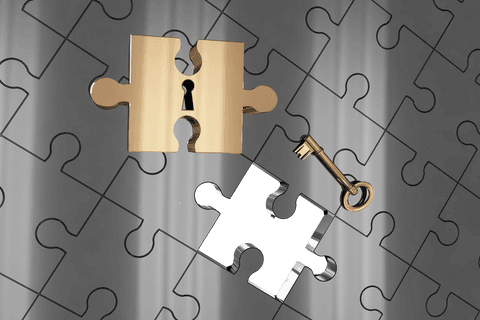 golden puzzle with key and keyhole on transparent background - Download Free Stock Videos Pikwizard.com
