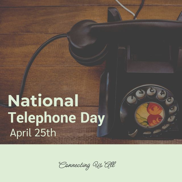 National Telephone Day Banner with Retro Telephone and Text - Download Free Stock Templates Pikwizard.com