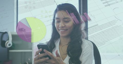 Junior analyst engaging with data visualization on smartphone