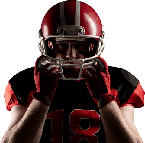 Athlete preparing before rugby game on transparent background