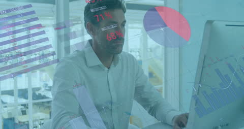 Businessman Analyzing Digital Analytics in Modern Office