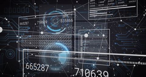 Futuristic Data Interface with Floating Digital Panels