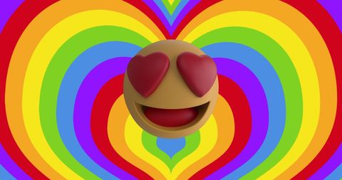 Love Emoji with Rainbow Heart Background