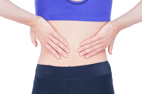 Health concept of back pain in a woman on transparent background