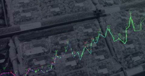 Rising Market Graph Overlaid on Sellers' Stands Highlights Economic Trends - Download Free Stock Images Pikwizard.com