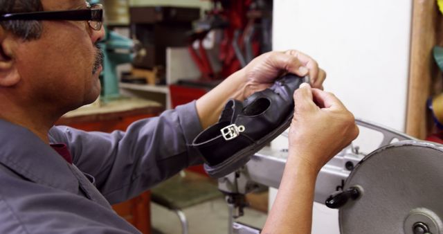 Cobbler Handcrafting Leather Shoe in Workshop - Download Free Stock Photos Pikwizard.com