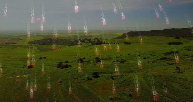 Digital transformation in agriculture over verdant farmland