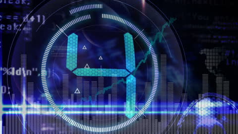 Digital Countdown with Financial Data Background