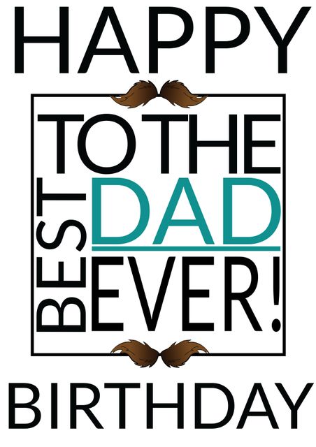 Happy Birthday Dad Text with Moustache Illustration on White Background - Download Free Stock Templates Pikwizard.com