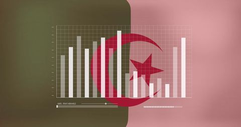 Algerian Flag with Data Charts Symbolizing Economic Growth - Download Free Stock Images Pikwizard.com