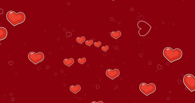 Red Heart Icons Floating on Red Background Animation - Download Free Stock Images Pikwizard.com