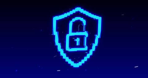 digital online security blue glowing padlock icon - Download Free Stock Images Pikwizard.com